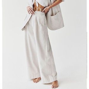 FREE PEOPLE river winds pleated linen trouser